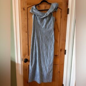 Teri Jon Silver-Blue Evening Gown